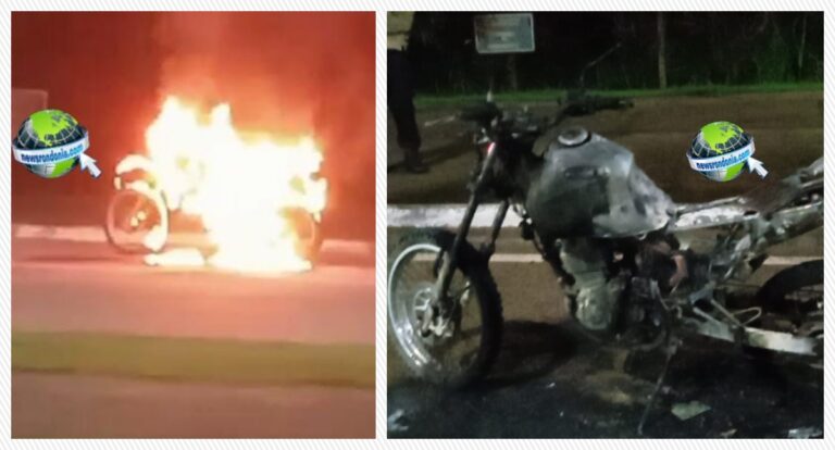 ESPAÇO ALTERNATIVO: Moto é destruída por incêndio em Porto Velho