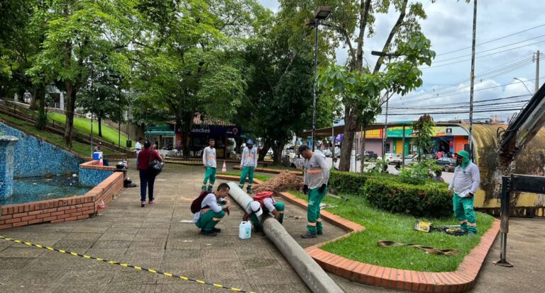 Praça Marechal Rondon recebe iluminação total em LED