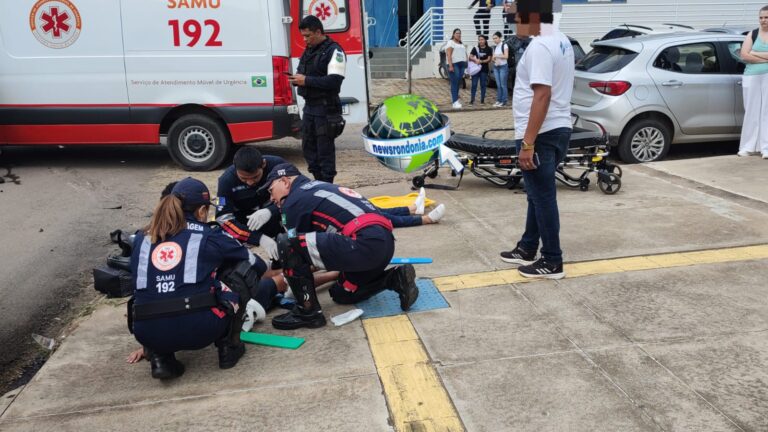 Motorista de S10 causa grave acidente com casal de primos em moto no centro