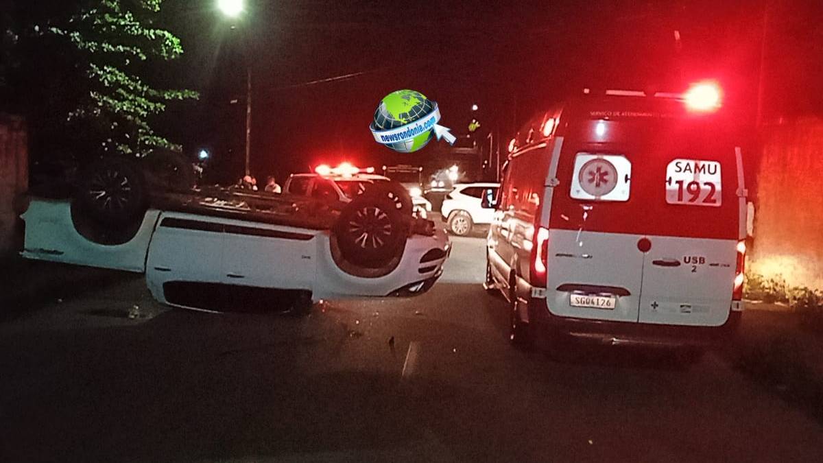 Motorista fica ferido em acidente com capotamento na Pinheiro Machado