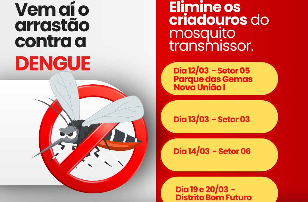 Prefeitura de Ariquemes realiza arrastão contra a dengue na próxima semana em bairros notificados com maior índice de infestação do mosquito Aedes aegypti
