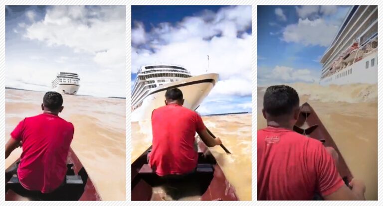 Ribeirinho desafia navio de cruzeiro em busca de likes - News Rondônia