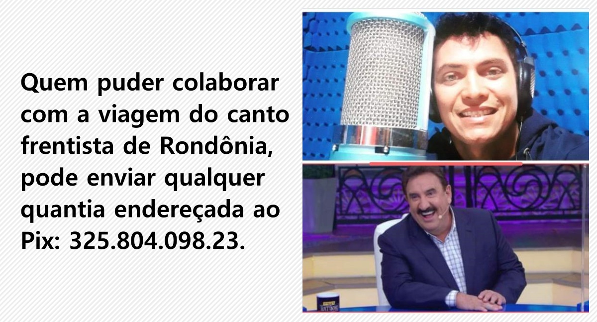 Carlos Braz, o cantor frentista vai se apresentar no 'Ratinho' - News Rondônia