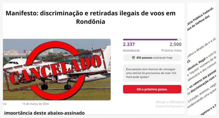 Manifesto que repudia as retiradas de voos em Rondônia alcança quase 3 mil assinaturas - News Rondônia