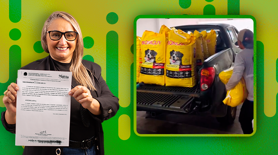 Vereadora Márcia Socorrista comemora entrega de ração para cães e gatos retirados de situação de rua