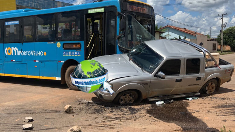 URGENTE: Caminhonete é atingida por ônibus na Raimundo Cantuária - News Rondônia