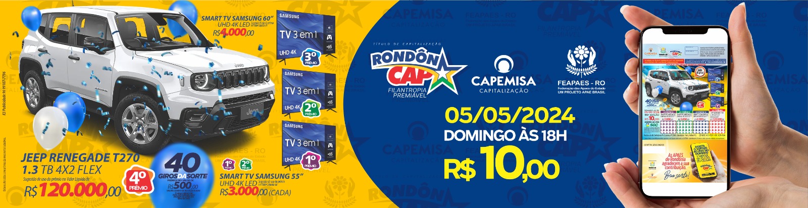 RondonCap de domingo, dia 28, sorteou um Fiat Argo, três Smart TVs e 40 Giros da Sorte - News Rondônia