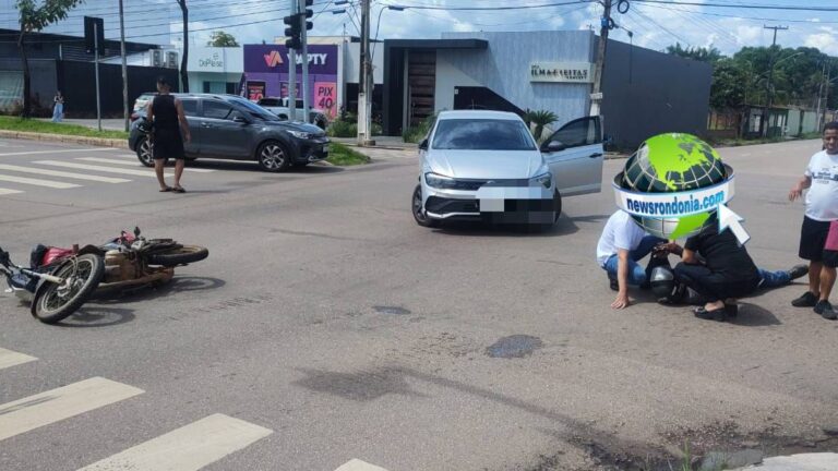 URGENTE: Motorista faz conversão proibida e causa acidente com motociclista na Rio Madeira - News Rondônia