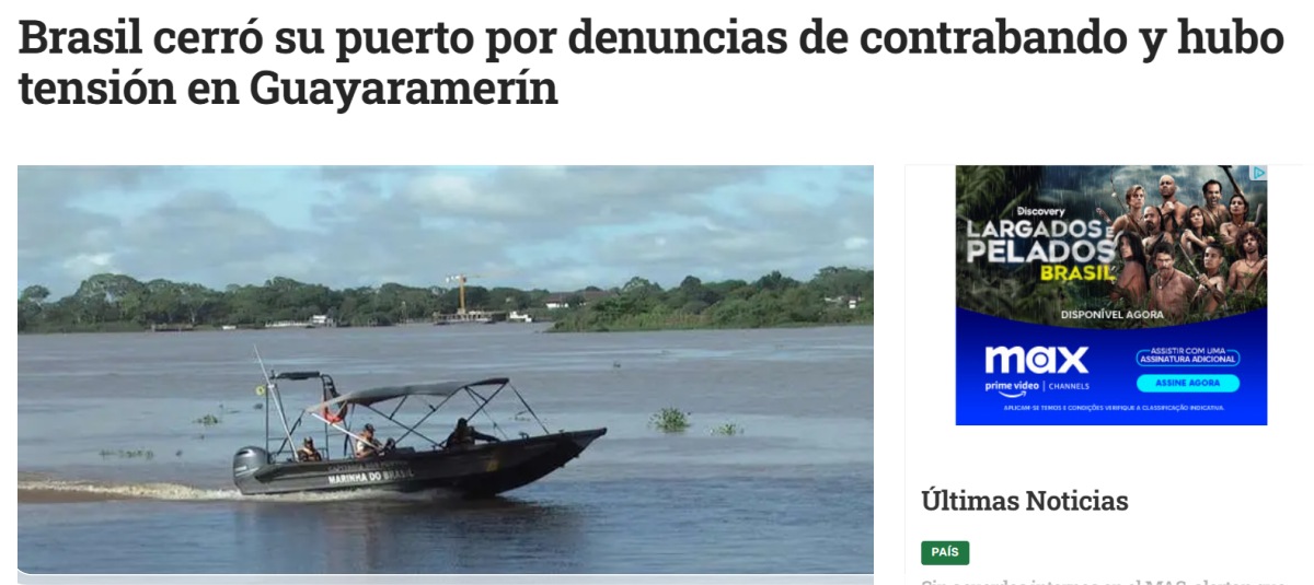 Imprensa boliviana retrata impasse na fronteira do país como o Brasil e culpa PF e marinha - News Rondônia