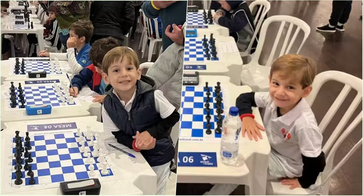 Menino de 5 anos é o mais novo a representar o Brasil em campeonato de xadrez