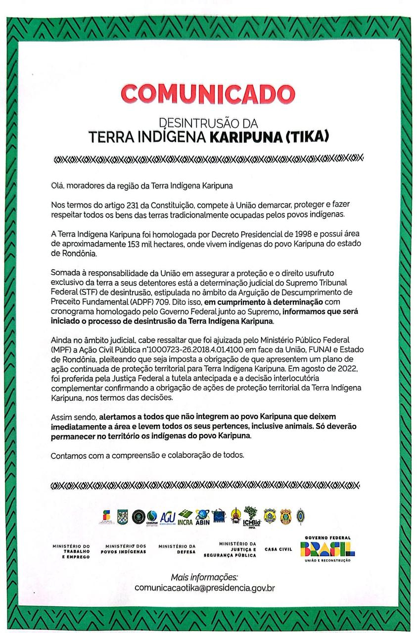 Cláudia de Jesus acompanha com o governo federal desintrusão da TI Karipuna - News Rondônia