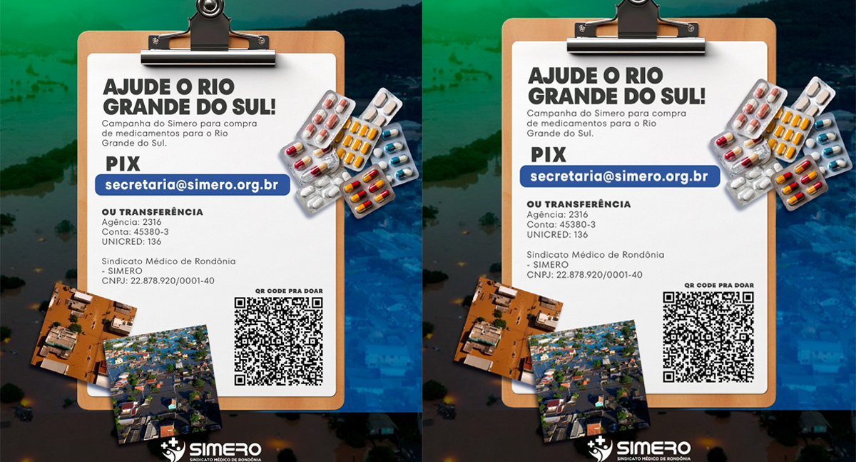 SIMERO lança campanha para aquisição de medicamentos para o Rio Grande do Sul