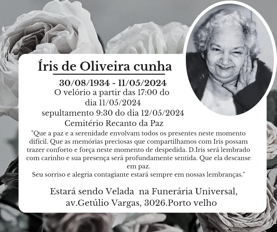 Falecimento de Íris de Oliveira Cunha: Porto Velho se despede de uma figura querida, mãe do fotógrafo Ney Cunha - News Rondônia