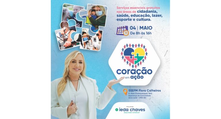 "Coração em Ação": Ieda Chaves reitera convite à população para buscar serviços no sábado, 4 - News Rondônia