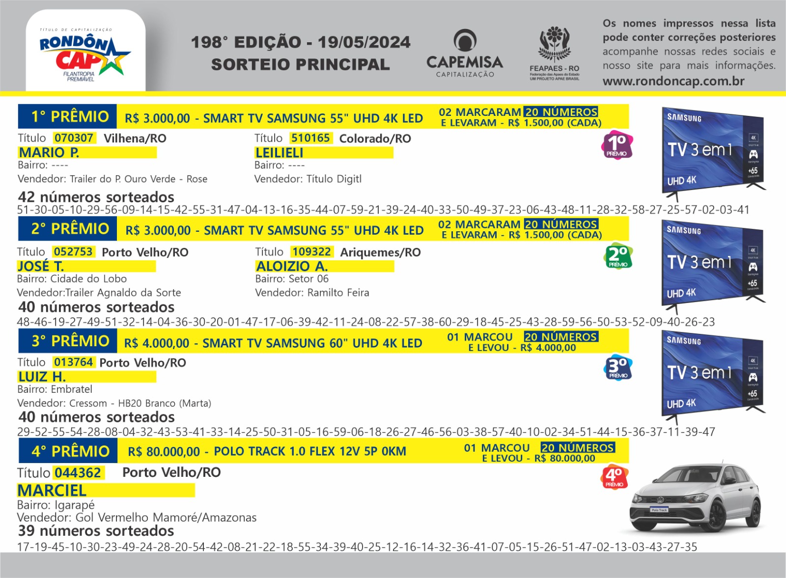 RondônCap de domingo, dia 19, Sorteia 01 Polo Track, 03 Smart TVs Samsung e 40 Giros da Sorte - News Rondônia