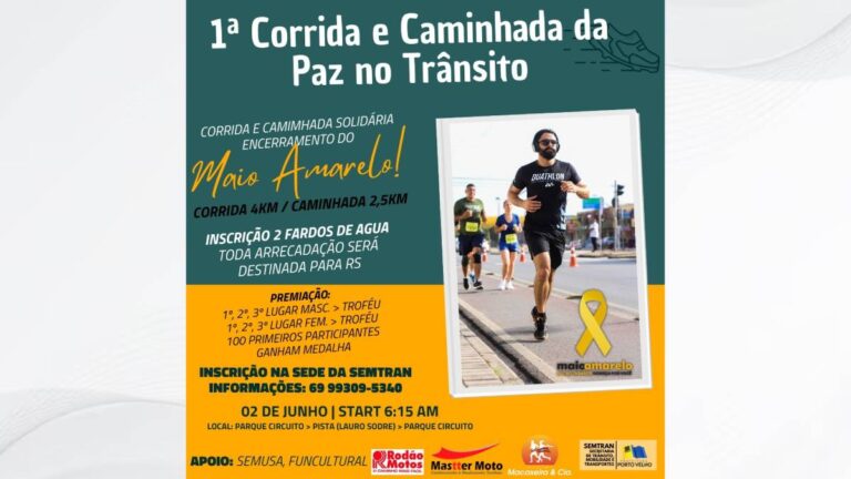Primeira corrida e caminhada pela paz no trânsito encerra ações alusivas ao mês de prevenção à violência e aos acidentes