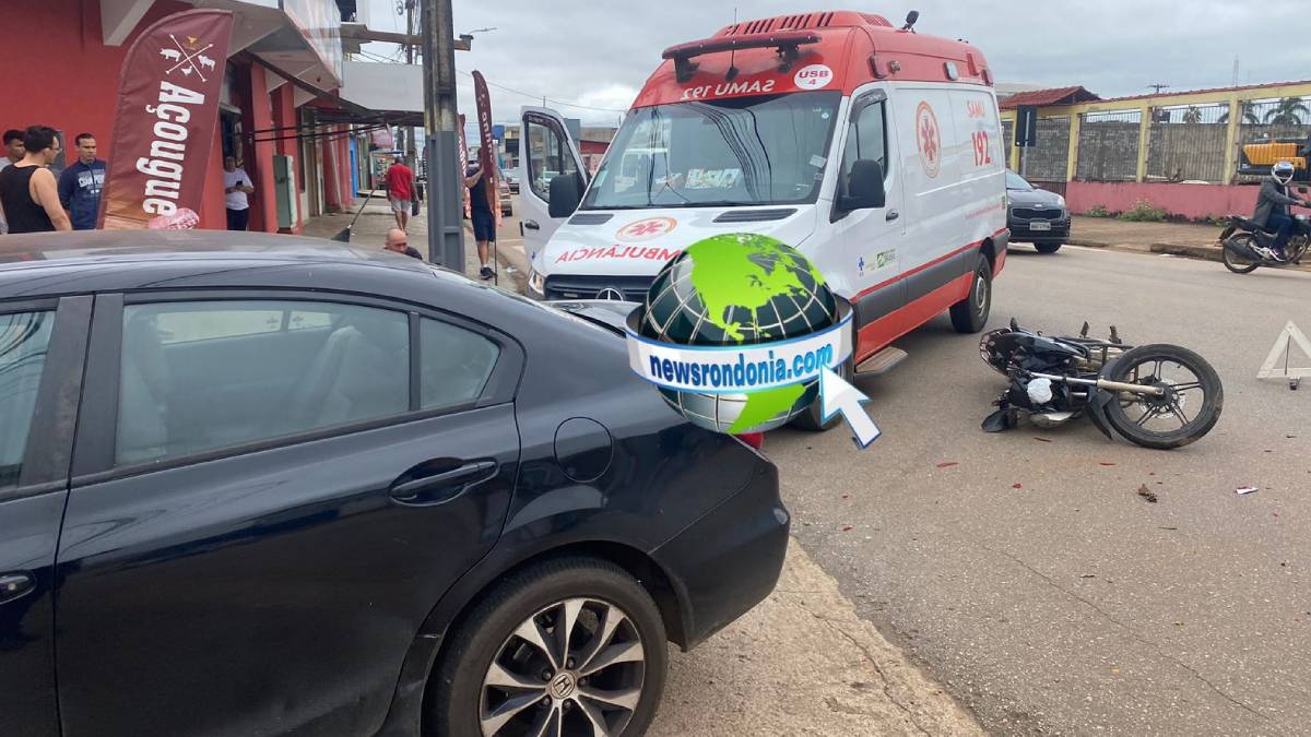 NA AMAZONAS: Civic invade preferencial e causa acidente com motociclista