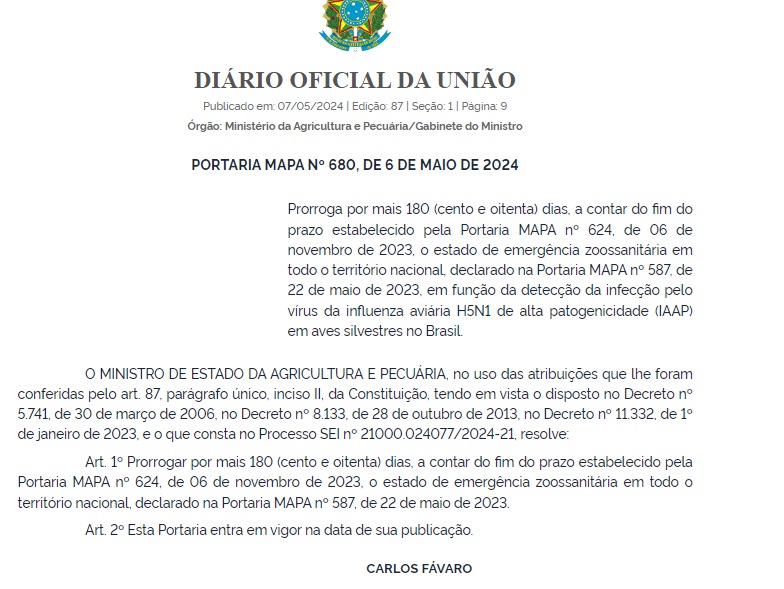 Prorrogada por mais 180 dias a declaração de emergência zoossanitária em Rondônia e no restante do Brasil - News Rondônia