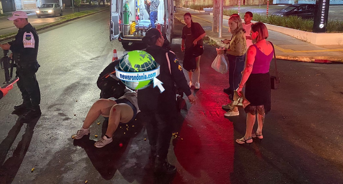 Motociclista fica ferida em queda na frente ao Porto Velho Shopping
