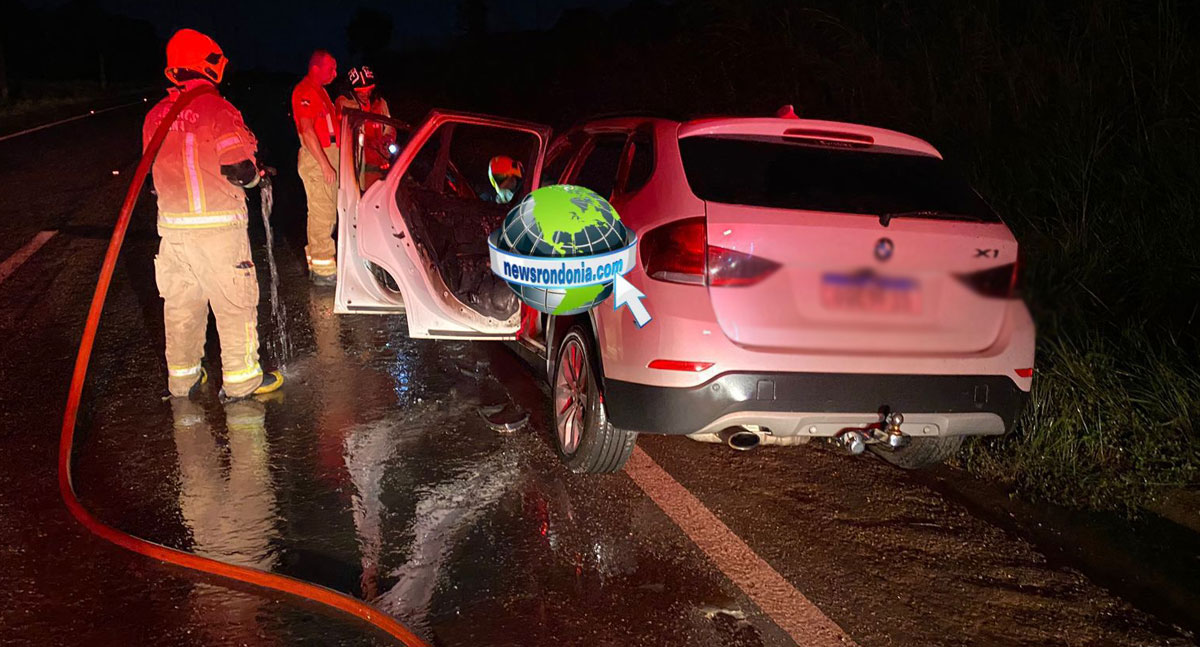 MISTÉRIO: BMW é abandonada em chamas na BR-364 em Porto Velho - News Rondônia
