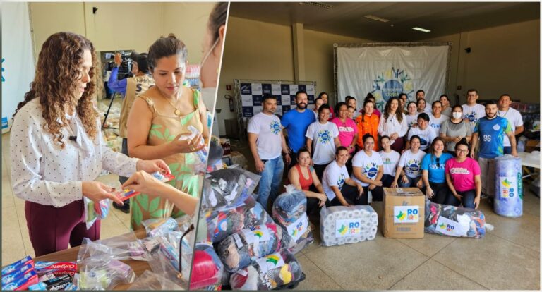 Produtos e alimentos arrecadados no 1°lote da campanha RO pelo RS são preparados para envio