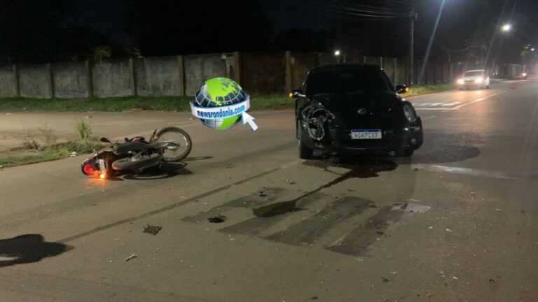 Motociclista invade cruzamento e acaba atingido por carro na zona leste - News Rondônia