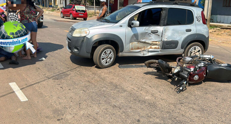 Motorista de uno faz conversão e causa grave acidente com casal em moto - News Rondônia