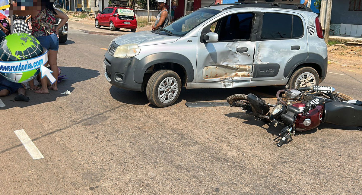 Motorista de uno faz conversão e causa grave acidente com casal em moto - News Rondônia