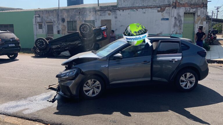 Motorista de S10 fica ferido em acidente com capotamento no centro