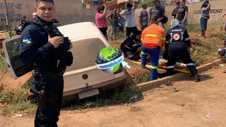 Motorista de Gol derruba moto e deixa passageira gravemente ferida na zona leste