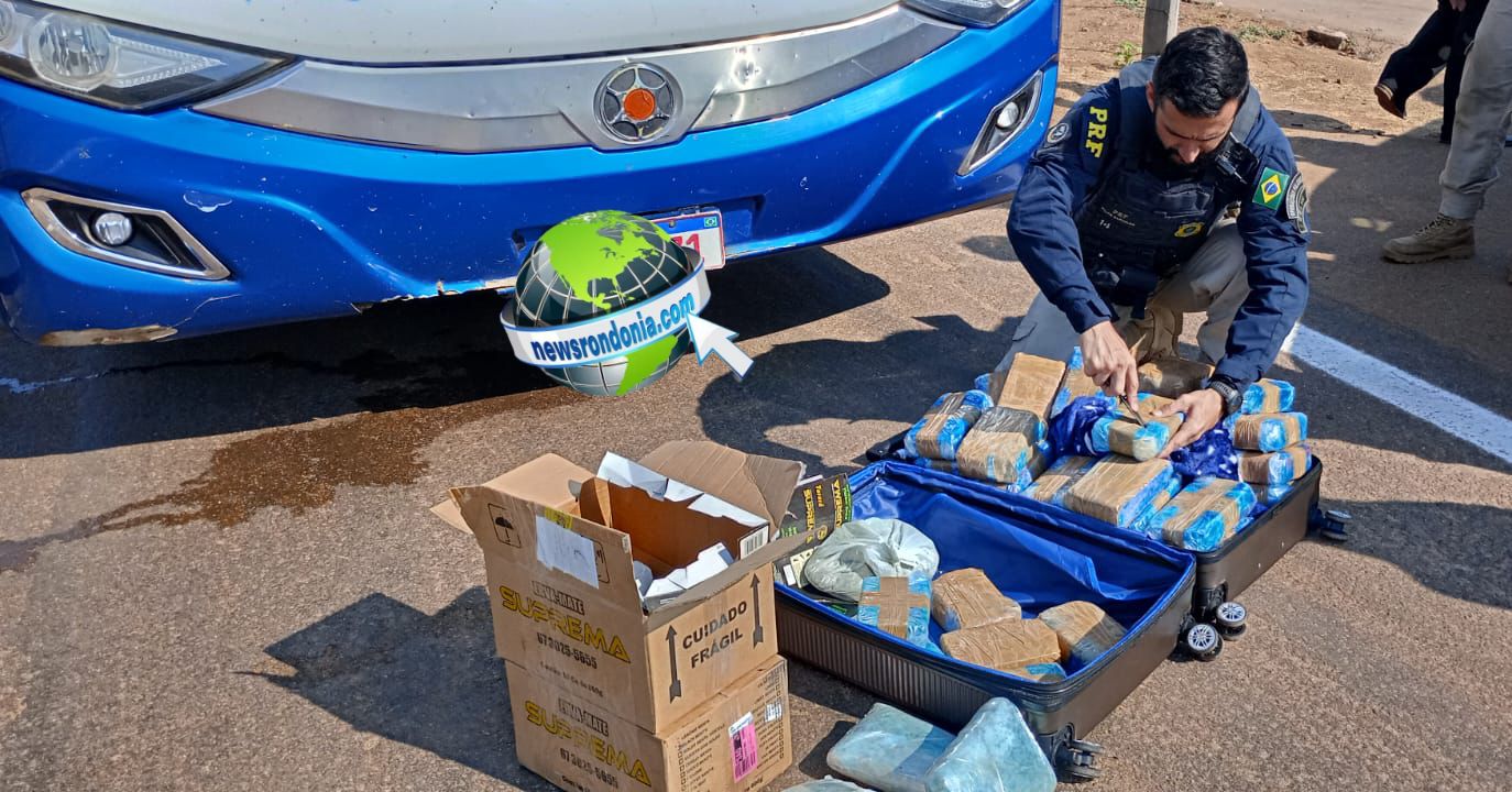 PRF apreende quase 50kg de drogas em ônibus próximo de Candeias na BR-364
