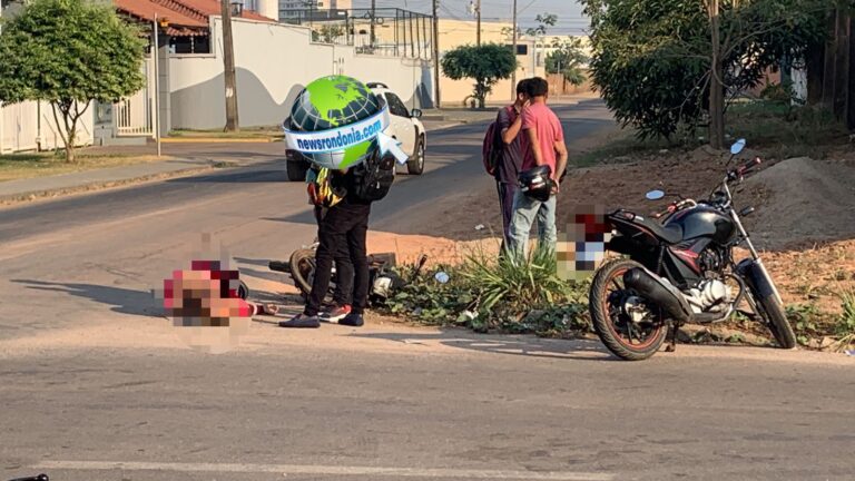Batida entre motos deixa mulher ferida no bairro Lagoa