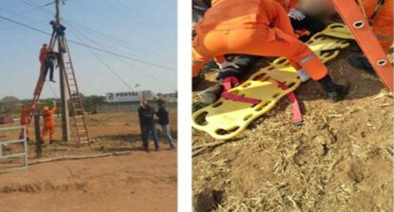 Funcionário de provedor de internet morre eletrocutado após equipamento “esbarrar” em fios de alta tensão, em Cerejeiras