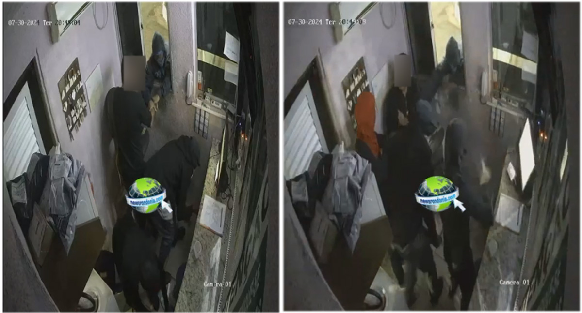 Bandidos encapuzados invadem guarita, quebram tudo e roubam celular do porteiro em condomínio