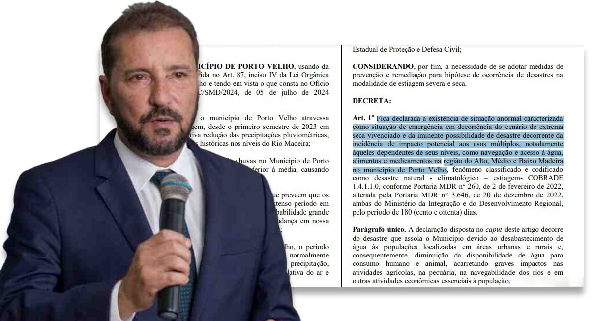 Estiagem: Hildon Chaves decreta Situação de Emergência Ambiental em Porto Velho por 180 dias - News Rondônia