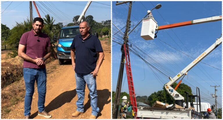 Vereador Márcio Pacele fiscaliza troca de Lâmpadas em Nova Califórnia