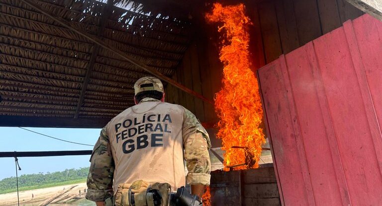 PF inutiliza 223 balsas de garimpo ilegal no Rio Madeira, Aripuanã e Manicoré