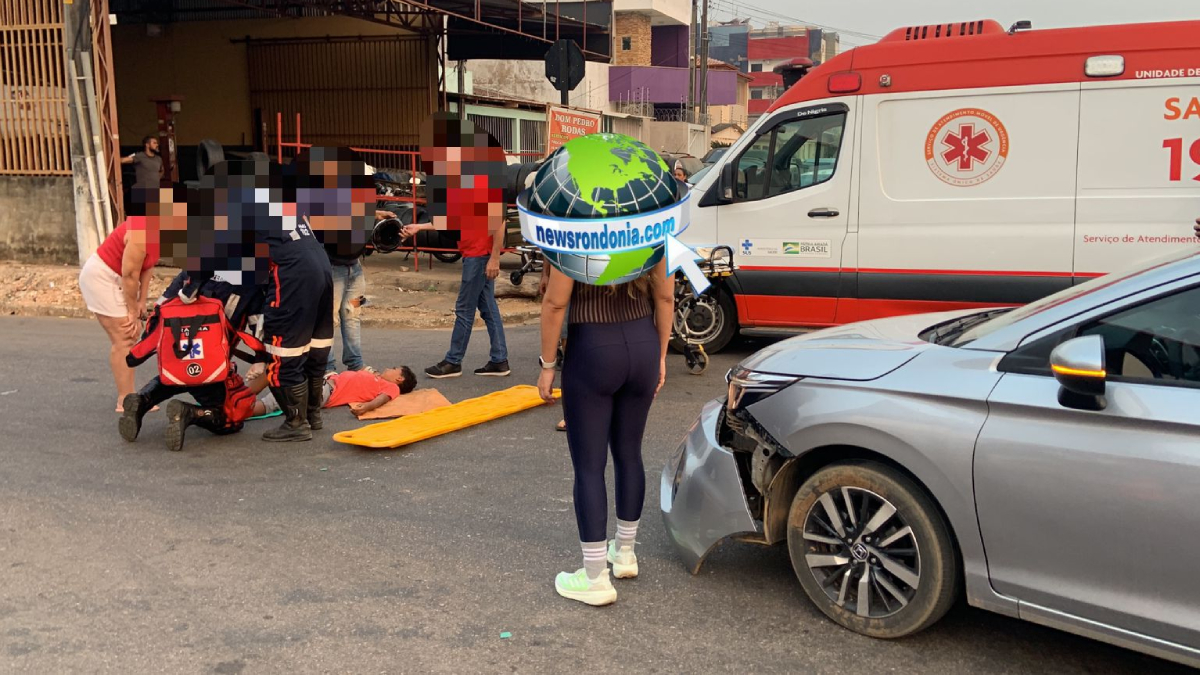 Criança fica com fratura em acidente entre carro e moto na Dom Pedro II - News Rondônia