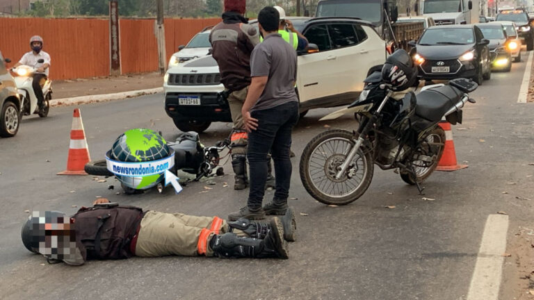 Funcionário da Energisa sofre acidente de moto na Avenida Jorge Teixeira - News Rondônia