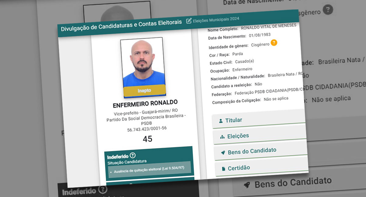 Guajará-Mirim: Candidato a vice-prefeito tem pedido indeferido e está “inapto” - News Rondônia