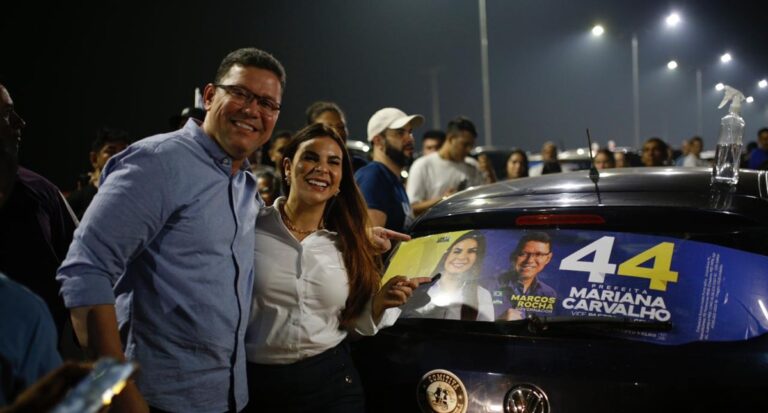 Governador Marcos Rocha junto com Mariana Carvalho iniciam campanha rumo ao predio Relógio - News Rondônia