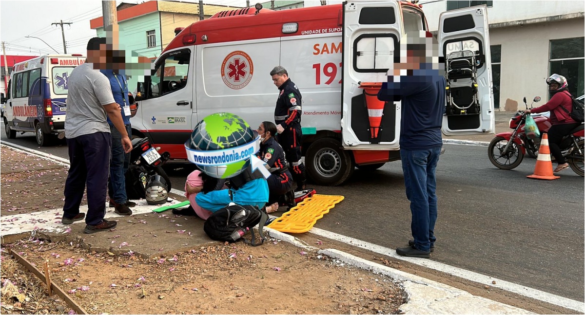 Passageira de moto sofre fratura em grave acidente na Jorge Teixeira