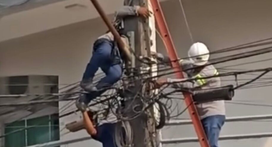 Homem sofre descarga elétrica e fica inconsciente na Rua Marechal Rondon