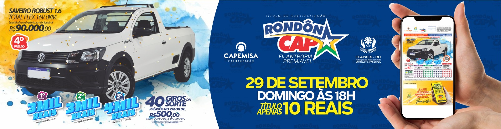 RondônCap sorteou no domingo, dia 22, um Fiat Mobi com uma moto Honda Biz, três Smart TVs e 40 Giros da Sorte - News Rondônia