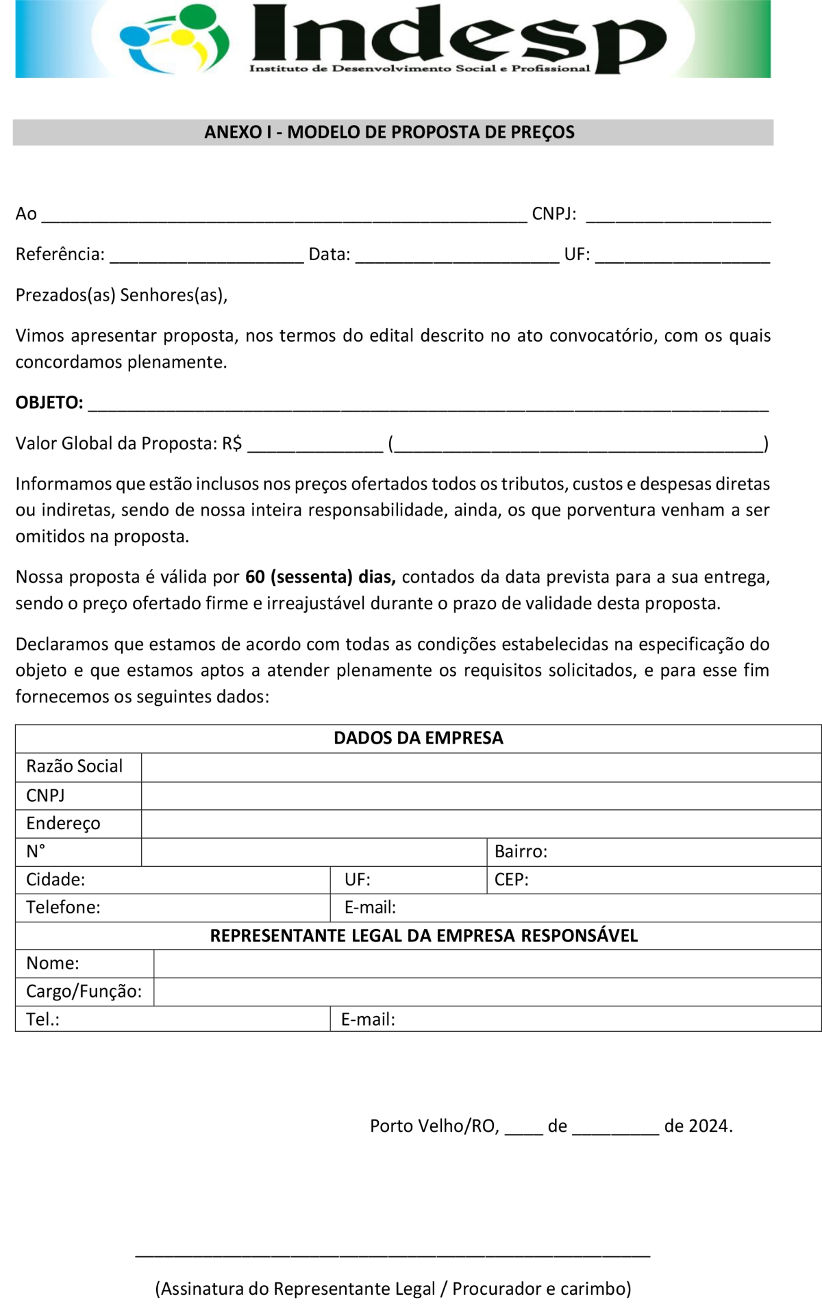 EDITAL DE CHAMAMENTO PÚBLICO: INDESP - News Rondônia