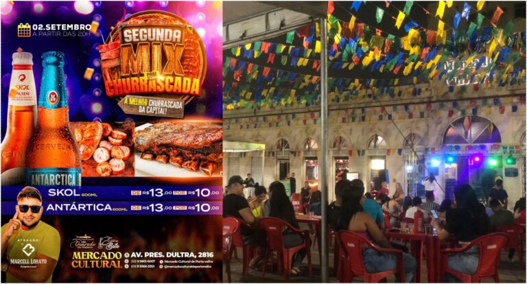 Segunda-feira tem churrascada, promoções de Skol e Antarctica e show de Marcell Lobato no Mercado Cultural