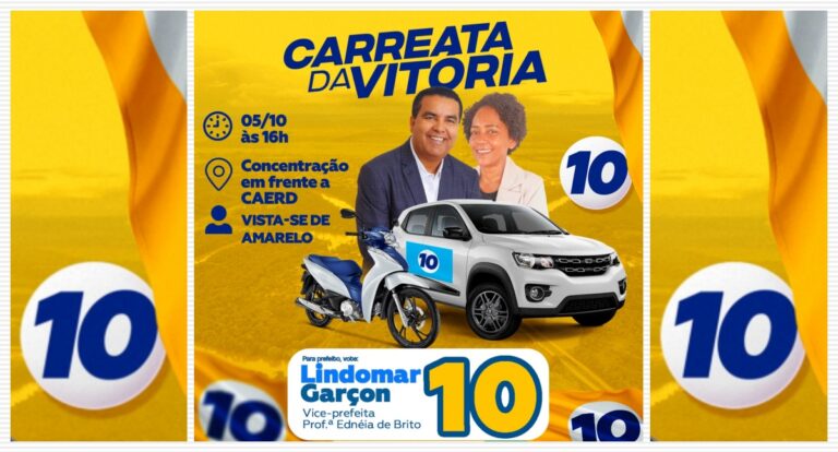 Lindomar Garçon programa grande carreata para o proximo Sábado, 5 de Outubro