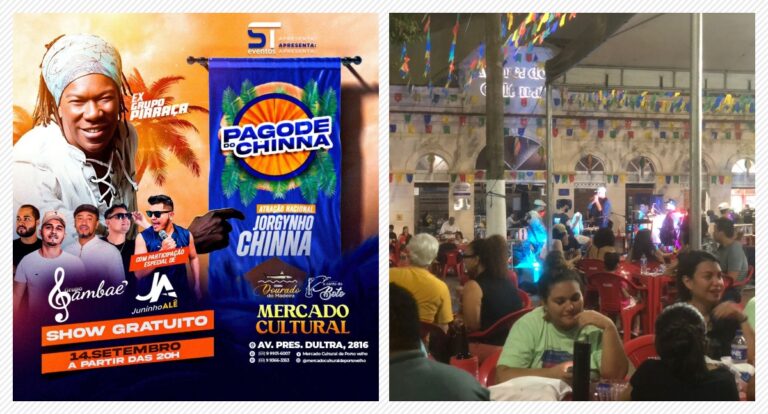 Hoje tem show de Jorgynho Chinna (RJ), ex-grupo Pirraça, e do grupo Sambaê e Júniinho Alê no Mercado Cultural - News Rondônia