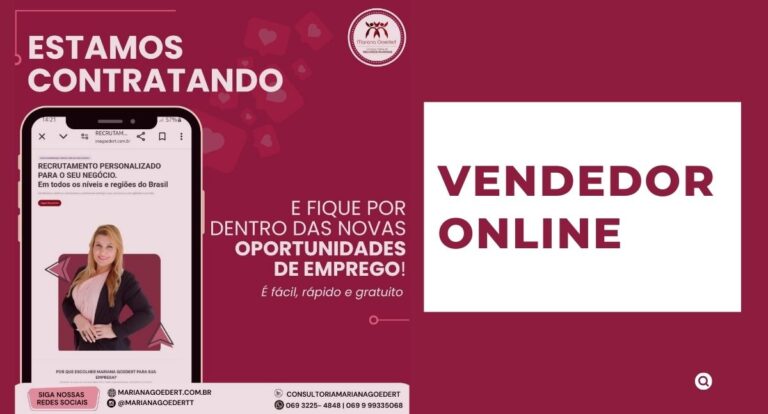 Oportunidade de Emprego: Vendedor Online - News Rondônia