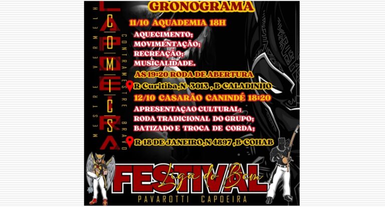 Festival Liga do Bem de Capoeira acontece nesta sexta-feira e sábado, na zona Sul de Porto Velho - News Rondônia